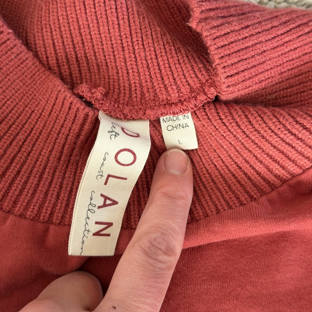 DOLAN Fringe Sweater Red Knit Large Anthropologie Terracotta Statement Sleeves - Picture 5 of 7